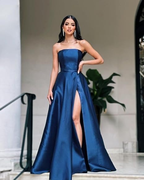 Smaragdgrünes trägerloses A-Linien-Abendkleid Smaragdgrünes Satin-Abendkleid Y5372