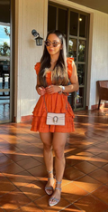 Sommerliches oranges A-Linien-Heimkehrkleid Sommer-Freizeitkleid Y7116