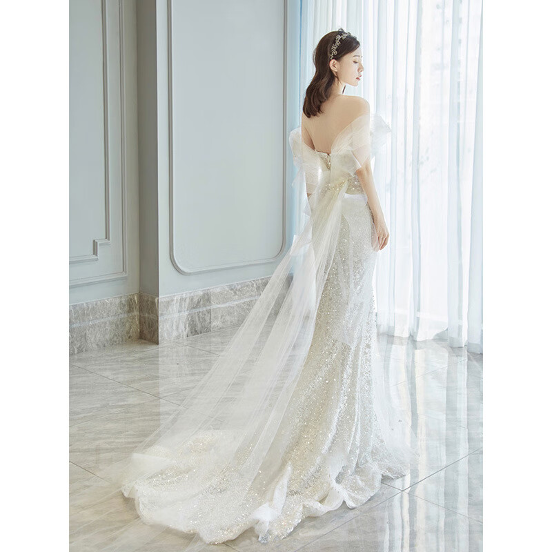 Vestido de novia sirena con purpurina, elegante, Y2415