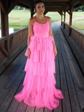 Vestidos de fiesta largos rosas con espalda descubierta y capas, vestidos de noche formales de graduación Y4954