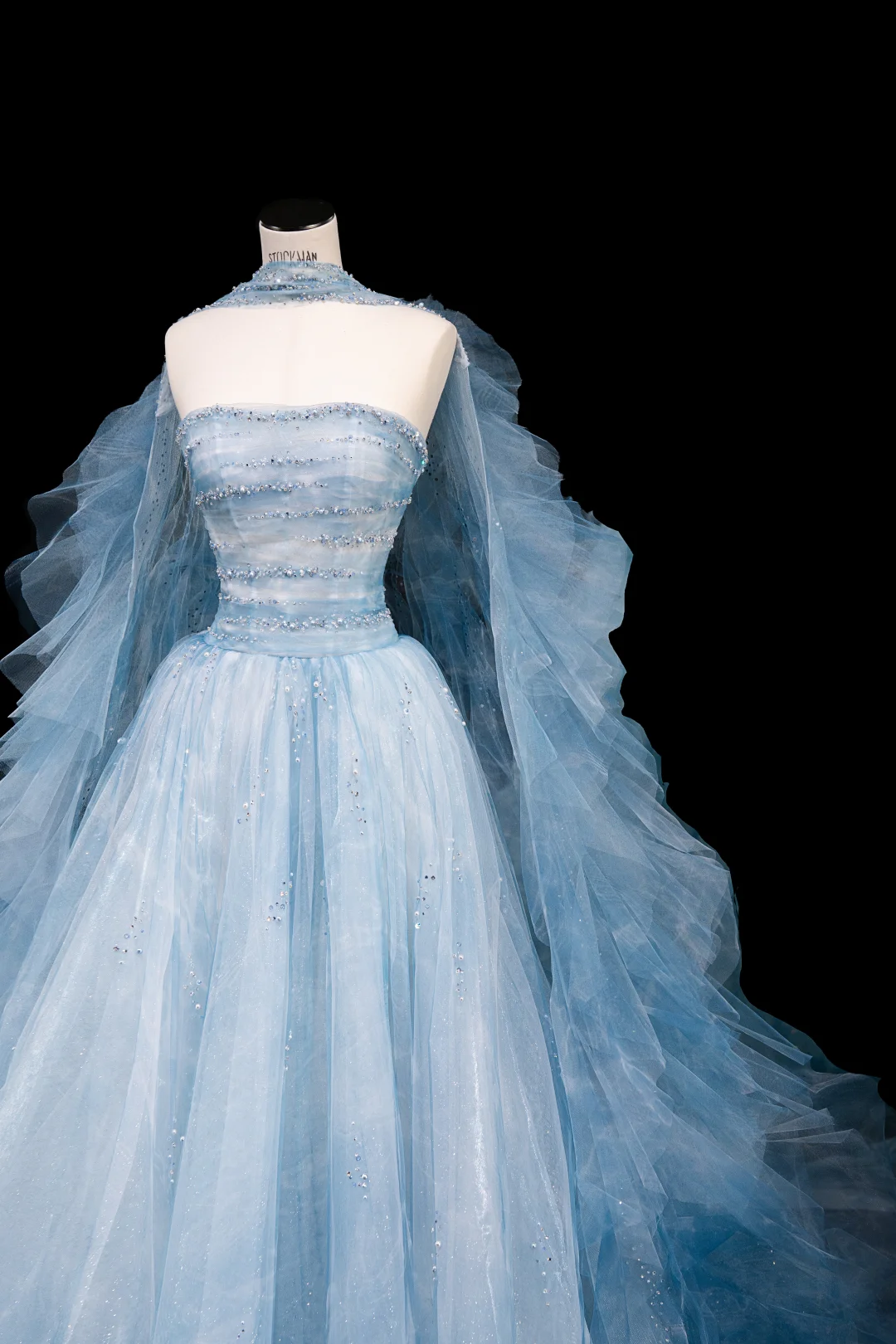 Vestido de fiesta largo de tul azul de ensueño con cuentas y corte A, vestido de noche Y8691