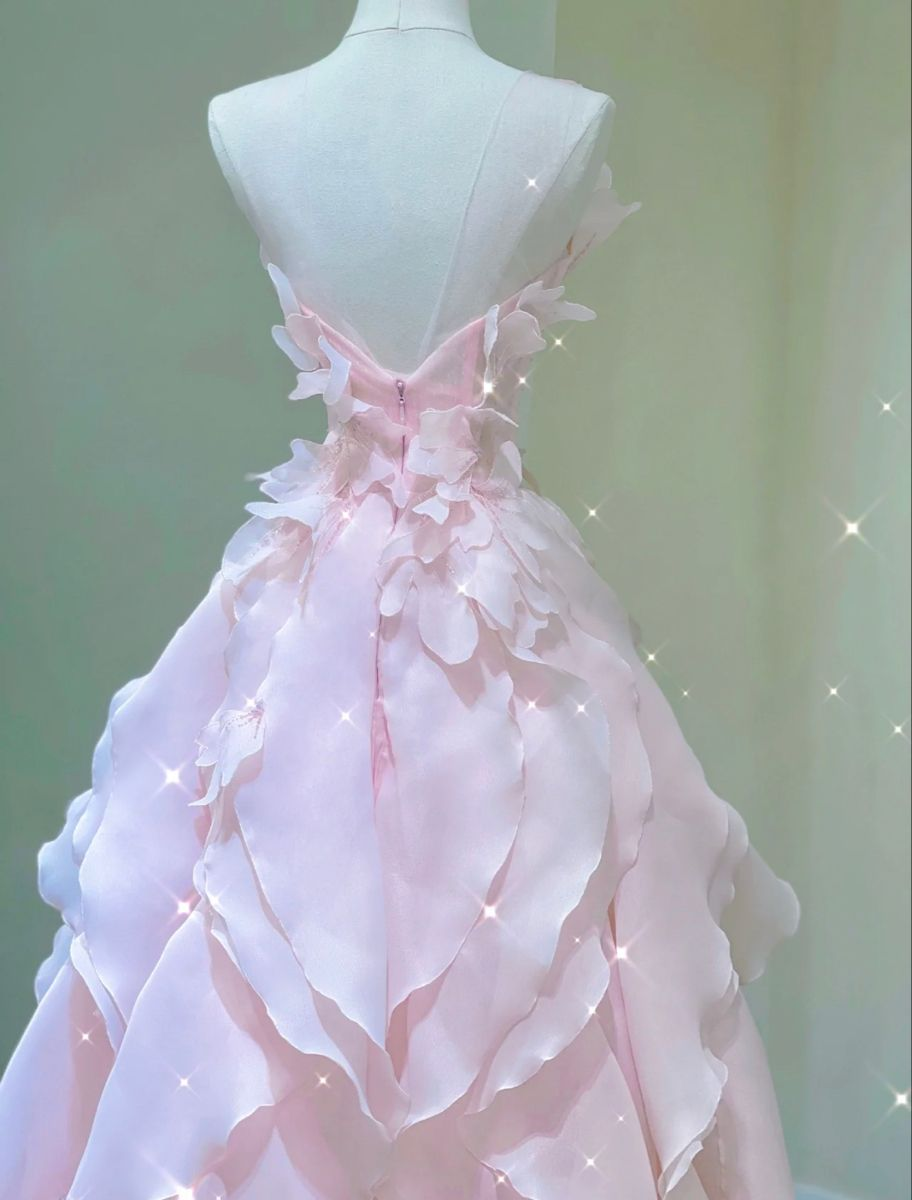 Vestido de princesa con volantes rosa de ensueño, vestido de fiesta rosa Y1971