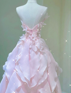 Vestido de princesa con volantes rosa de ensueño, vestido de fiesta rosa Y1971