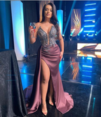 Impresionante vestido de noche con abertura y escote pronunciado, sexy, Y6014