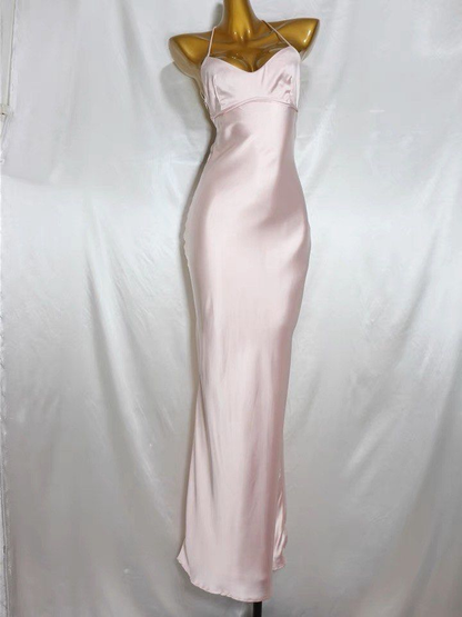 Charmantes langes Ballkleid im Meerjungfrauen-Stil, schlichtes rosa Abendkleid Y1932