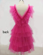 A-Linie V-Ausschnitt Stufenkleid für den Heimkehr, kurzes Tüll-Abschlussball-Partykleid Y1458