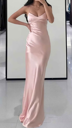 Vestido de fiesta largo ajustado rosa, vestido de noche Y8158