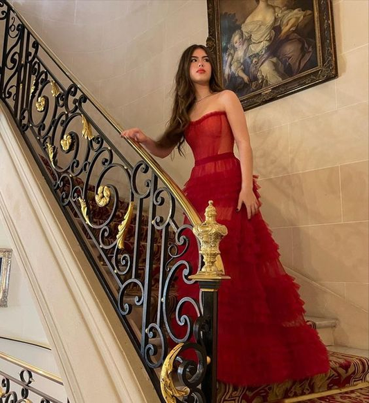 A-Linie Atemberaubendes rotes langes Ballkleid Formale Abendkleider Y1525