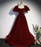 Burgunder Samt langes Ballkleid Abendkleid Y4539