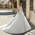 Elegant Wedding Dresses For Woman Vestidos De Novia V Neck Lace Long Sleeves Satin Bridal Gown Illusion Back Bride-payinti