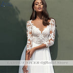 Lace Wedding Dresses Women Chiffon Boho Appliques Bridal Gowns Half Sleeve Beach Vestidos De Novia Casamento Civil-payinti