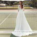 Lace Wedding Dresses Women Chiffon Boho Appliques Bridal Gowns Half Sleeve Beach Vestidos De Novia Casamento Civil-payinti