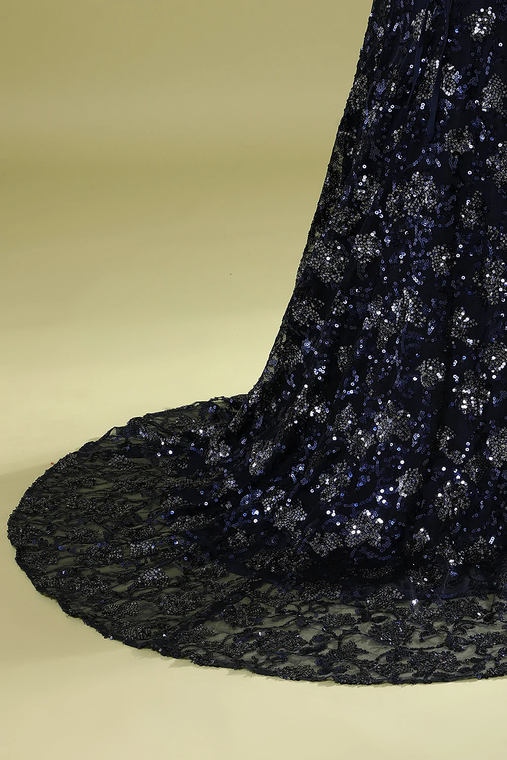 Marineblaues Abendkleid mit Perlen und Pailletten, schickes Ballkleid Y1832