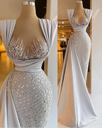 Vestidos de noche de moda color champán, vestidos de fiesta sexys, vestido de desfile Y1741