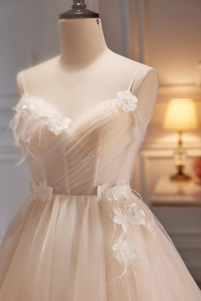 Nolwenn | Vestidos de fiesta cortos de tul con escote en forma de corazón y tirantes finos