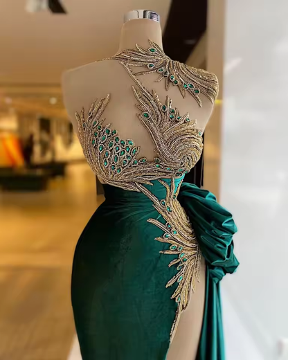 Vestidos de fiesta verdes, vestidos de fiesta sexys, vestidos de noche económicos, vestidos de noche con abertura lateral, vestidos de noche recién llegados Y522