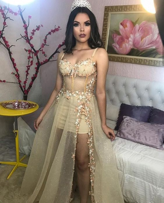 Sexy Spaghettiträger Ballkleid Charmantes Abendkleid Y6169
