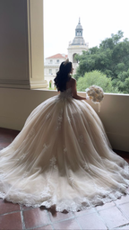 Atemberaubende Spitze Applikationen Ballkleid Brautkleider Prinzessin Kleid Y4593
