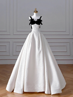 Elegantes weißes Satin A-Linie langes Ballkleid Abendkleid, formelles Hochzeitskleid Y8611