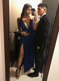 Sexy Deep V Neck Evening Dress High School Dance Prom Y6324