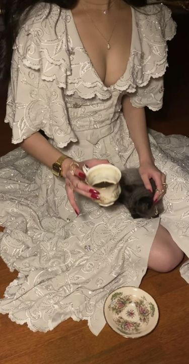 Vestido de noche vintage de satén con lentejuelas y cuentas, escote en V, vestido formal de fiesta Y8402
