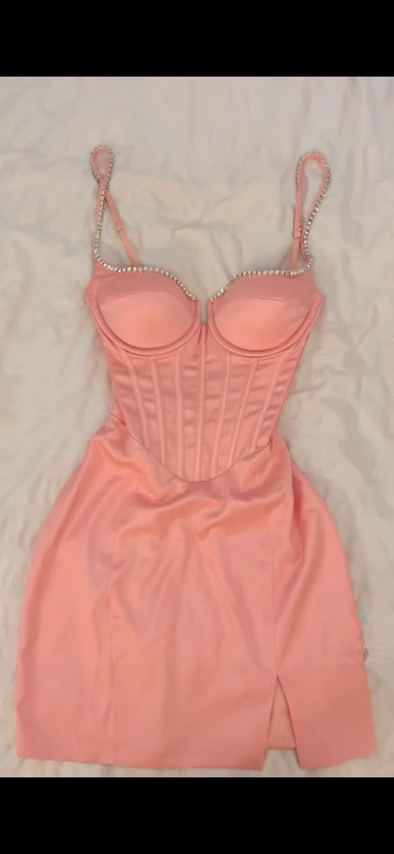 Vestido mini ajustado con escote en V y corsé, vestido sexy para fiesta de bienvenida Y4077