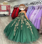 Vestidos de quinceañera con escote corazón verde, para cumpleaños, graduación, flores 3D, vestido de baile Y4437