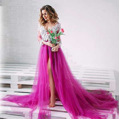 Spitzen-Umstandskleid für Fotoshootings, lange Schwangerschafts-Shooting-Kleider, elegantes Maxikleid, Babyparty 