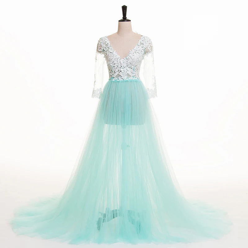 Spitzen-Umstandskleid für Fotoshootings, lange Schwangerschafts-Shooting-Kleider, elegantes Maxikleid, Babyparty 