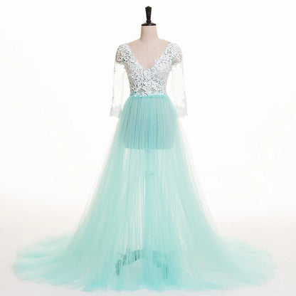 Spitzen-Umstandskleid für Fotoshootings, lange Schwangerschafts-Shooting-Kleider, elegantes Maxikleid, Babyparty 