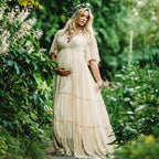 Spitzen-Umstandskleid im Bohemian-Stil für Babyparty-Fotoshootings und Hochzeiten – Boho-Umstandskleid mit halben Ärmeln, Sunnderly 
