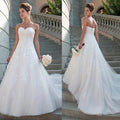 Lace Sweetheart Neckline A-line Wedding Dress Strapless Crystals Bridal Gowns robe de mariee princesse de luxe-payinti