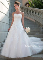 Lace Sweetheart Neckline A-line Wedding Dress Strapless Crystals Bridal Gowns robe de mariee princesse de luxe-payinti