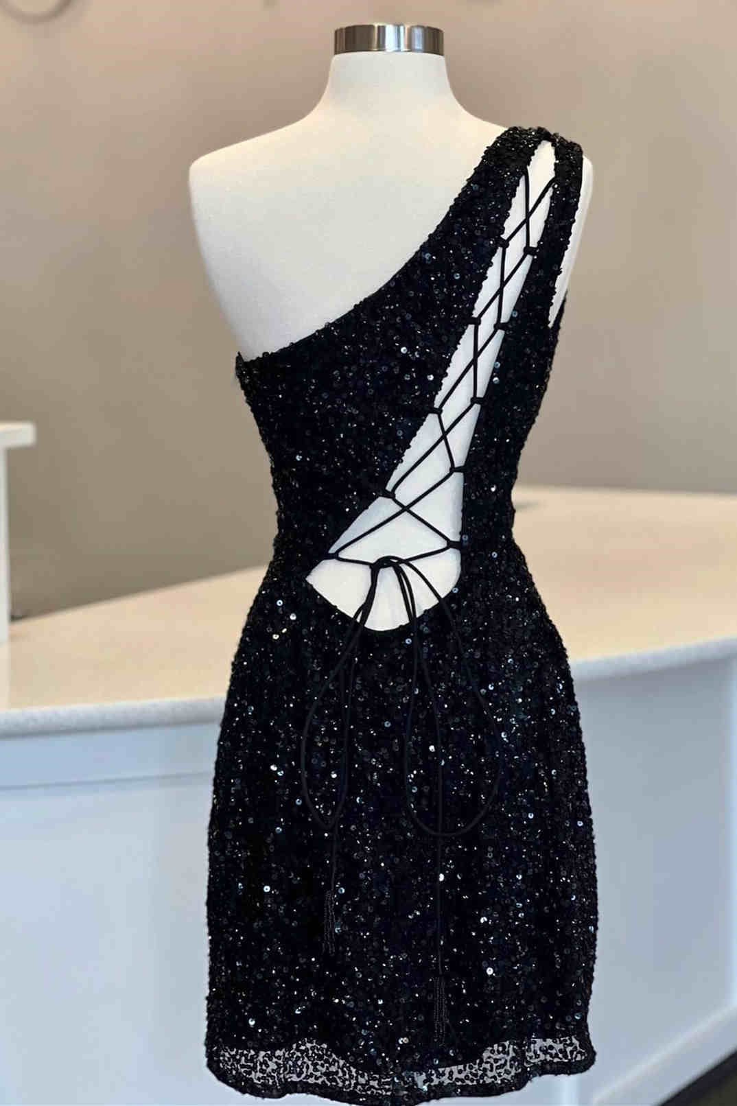 Rotes kurzes Homecoming-Kleid mit einer Schulter SYH23