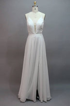 Langes Ballkleid in A-Linie mit V-Ausschnitt und Schlitz SCB65 