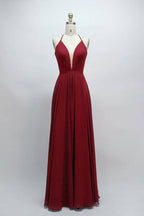 Langes Ballkleid in A-Linie mit V-Ausschnitt und Schlitz SCB65 
