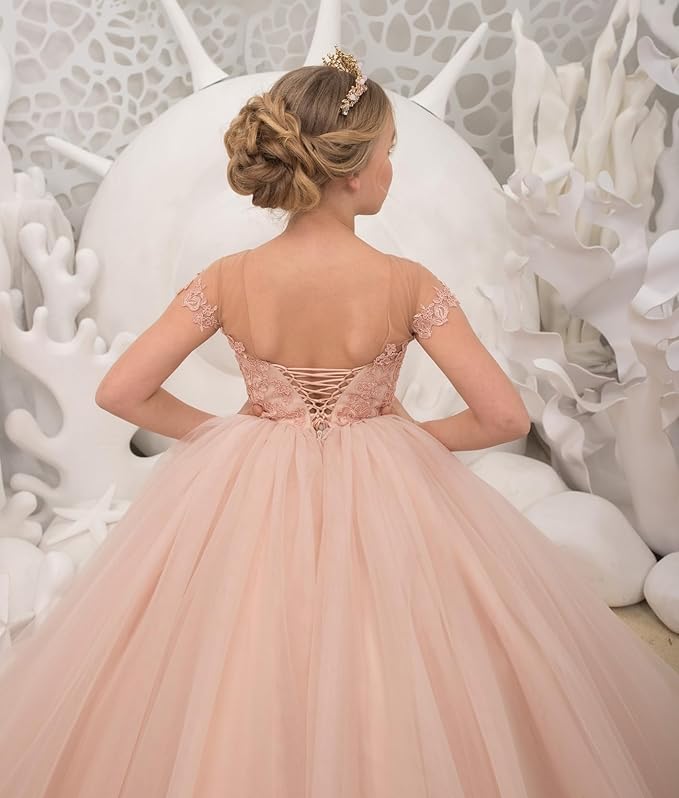 Blumenmädchenkleider mit Spitzenapplikation 