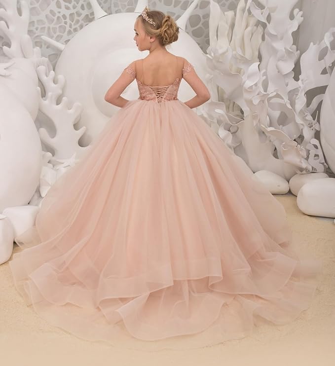 Blumenmädchenkleider mit Spitzenapplikation 