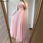 On Sale no return no refundSale Latest Design Pink Backless Sexy Evening Dresses 2025 Pearls Sleeveless shawl Evening Gowns LA60917