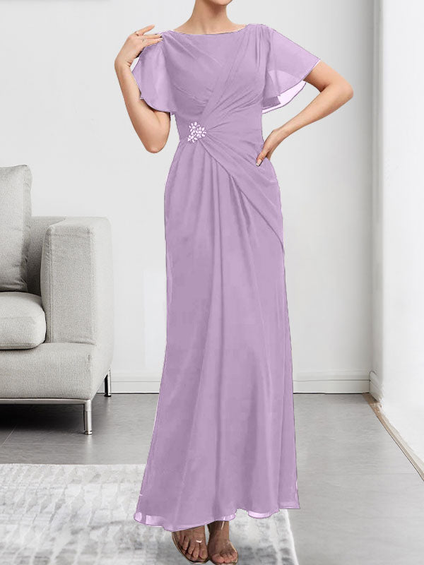 Vestido de gasa con encaje, corte A, ilusión, largo hasta la rodilla, para madre de la novia, con lentejuelas y abalorios