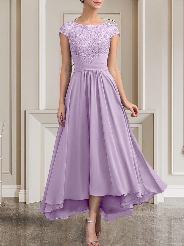 Vestido de gasa con encaje y lentejuelas para madre de la novia, corte A, largo hasta el suelo