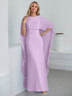 Vestido de gasa para madre de la novia, largo hasta el suelo, con escote redondo y volantes en cascada
