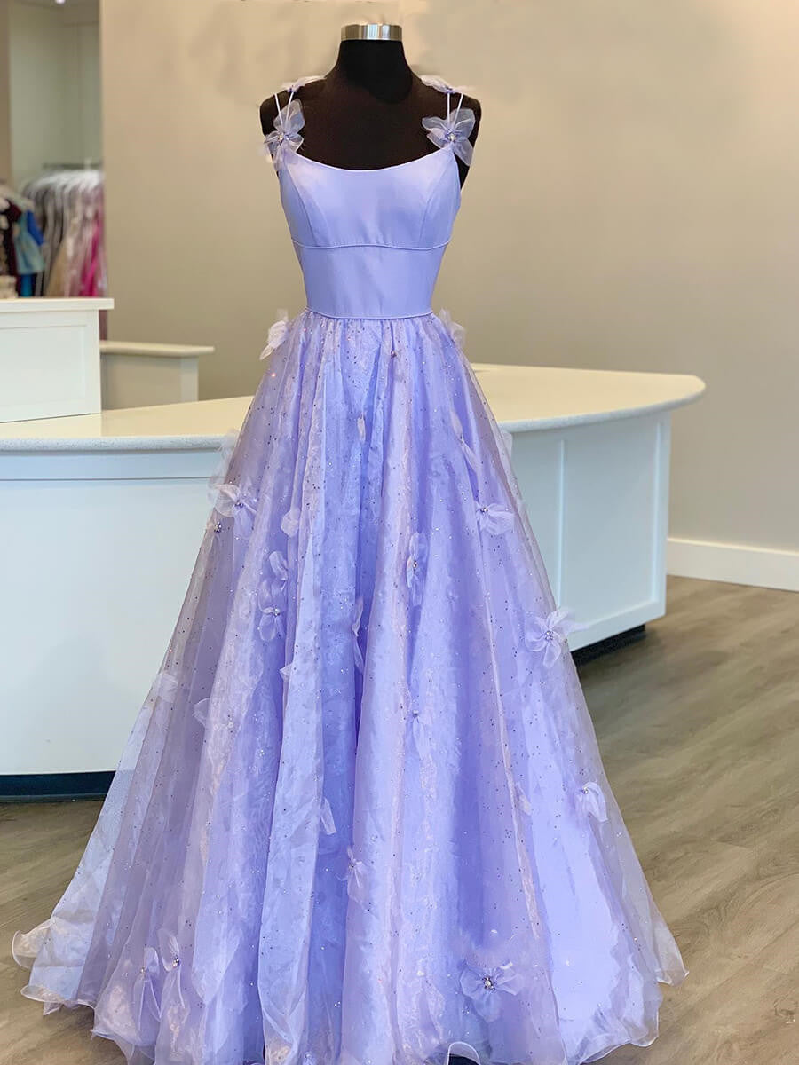 Sarahi | Vestido de fiesta de organza con tirantes finos y corte A