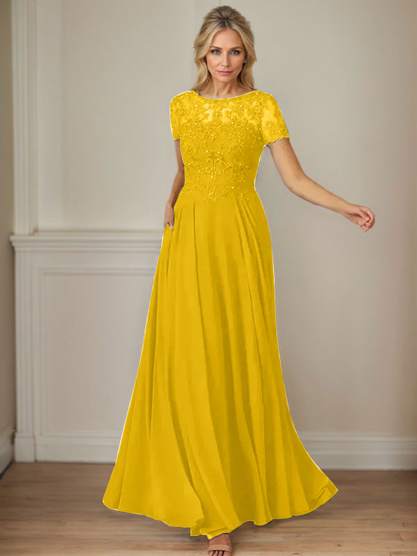 Dunkelmarineblaues A-Linien-Chiffonkleid mit U-Boot-Ausschnitt und Pailletten 