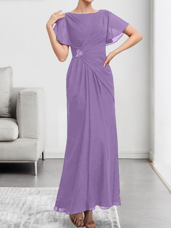 Vestido de gasa con encaje, corte A, ilusión, largo hasta la rodilla, para madre de la novia, con lentejuelas y abalorios