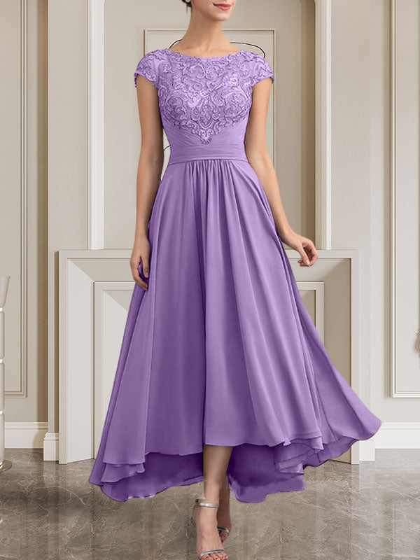 Vestido de gasa con encaje y lentejuelas para madre de la novia, corte A, largo hasta el suelo