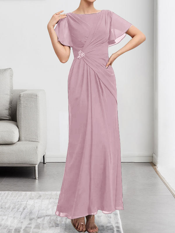 Vestido de gasa con encaje, corte A, ilusión, largo hasta la rodilla, para madre de la novia, con lentejuelas y abalorios