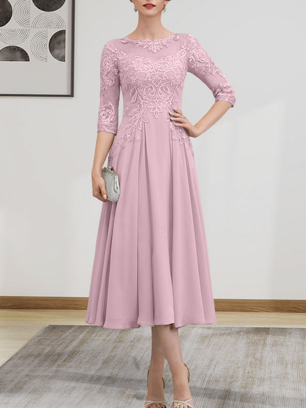 Vestido de gasa con encaje, corte A, ilusión, largo hasta la rodilla, para madre de la novia, con lentejuelas y abalorios