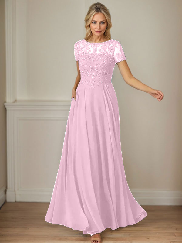 Dunkelmarineblaues A-Linien-Chiffonkleid mit U-Boot-Ausschnitt und Pailletten 