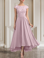 Vestido de gasa con encaje y lentejuelas para madre de la novia, corte A, largo hasta el suelo
